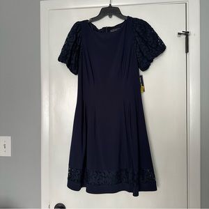 NWT Jessica Howard Navy Lace Sleeves Short Dress
